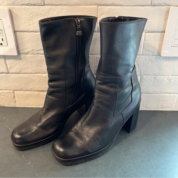 Enzo Angiolini sz 10 Avow black leather block heel ankle boots - Picture 1 of 15